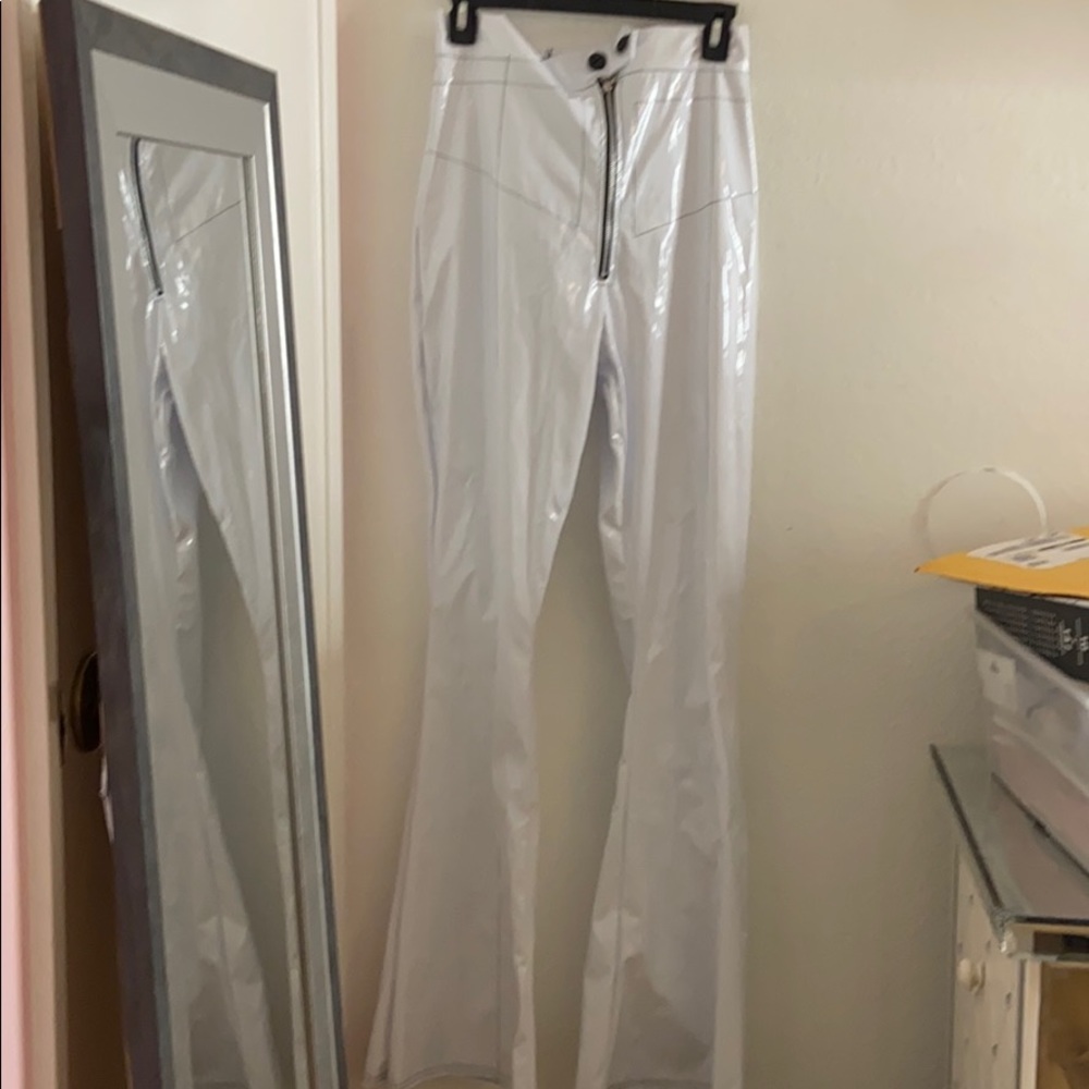 White Vinyl Flare pants